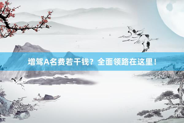 增驾A名费若干钱？全面领路在这里！